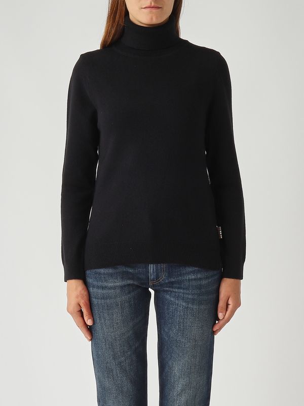 1. Jersey de cuello alto de mujer Pendle de lana y algodón Negro Barbour lkn1077