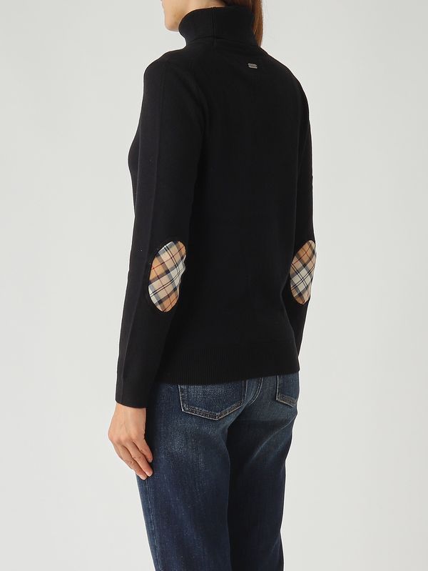 4. Jersey de cuello alto de mujer Pendle de lana y algodón Negro Barbour lkn1077