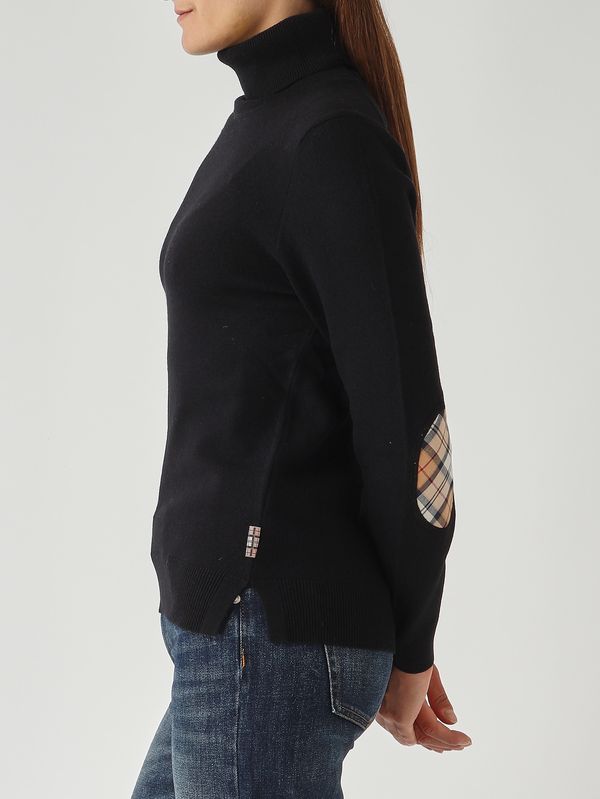 5. Jersey de cuello alto de mujer Pendle de lana y algodón Negro Barbour lkn1077