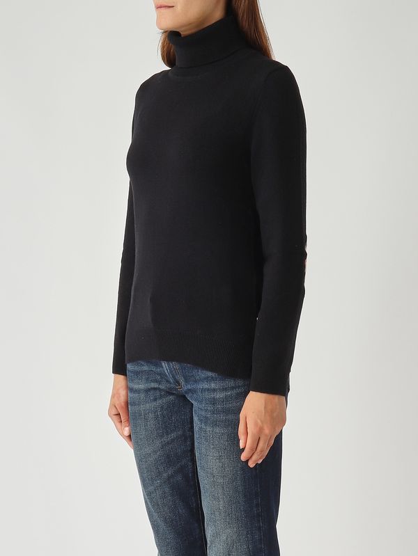 3. Jersey de cuello alto de mujer Pendle de lana y algodón Negro Barbour lkn1077