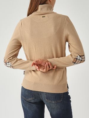5. Jersey de cuello alto de mujer Pendle de lana y algodón Camello