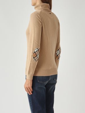 4. Jersey de cuello alto de mujer Pendle de lana y algodón Camello