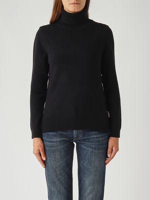 Pull col roulé pour femme Pendle en laine et coton Noir Barbour