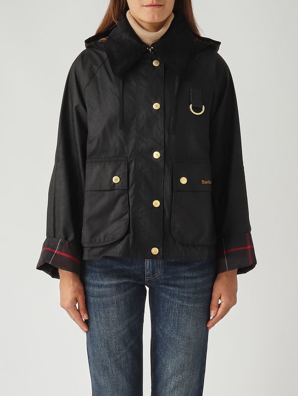 1. Giacca donna Reighton Spey in cotone cerato Nero Barbour lwx1397