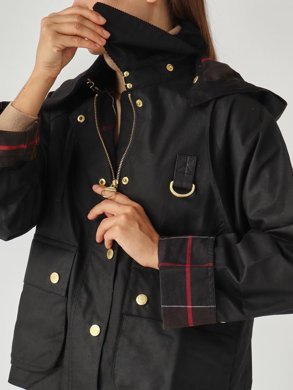 5. Giacca donna Reighton Spey in cotone cerato Nero Barbour lwx1397