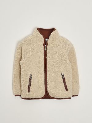 1. Boy's jacket in teddy fleece Milk