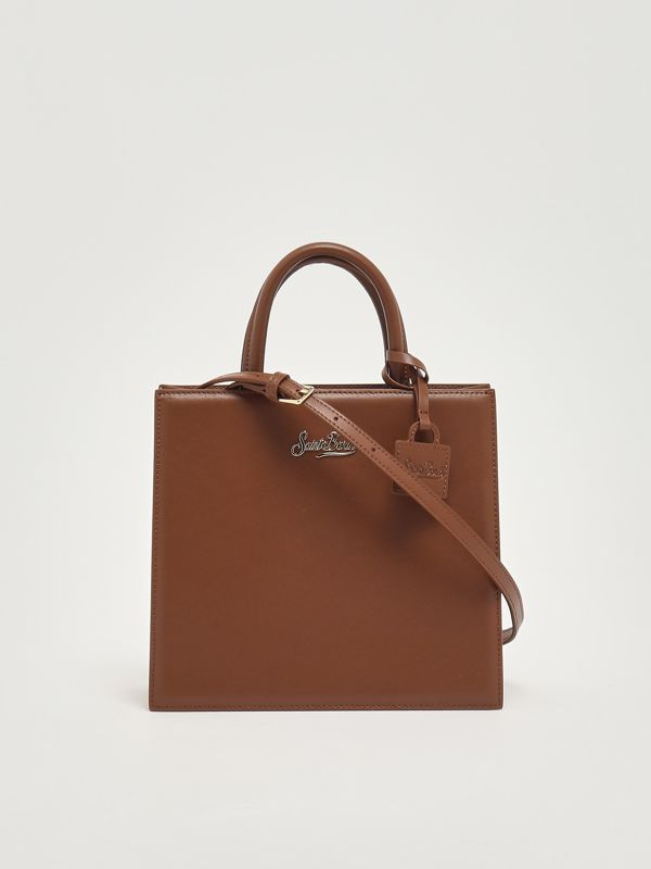 4. Women's Leather Shop Bag Midi Handbag Brown MC2 Saint Barth shbm0001