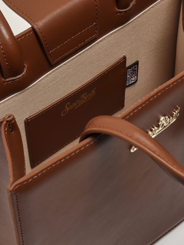5. Women's Leather Shop Bag Midi Handbag Brown MC2 Saint Barth shbm0001