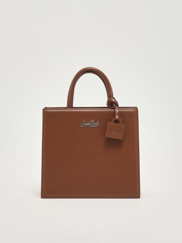 1. Women's Leather Shop Bag Midi Handbag Brown MC2 Saint Barth shbm0001