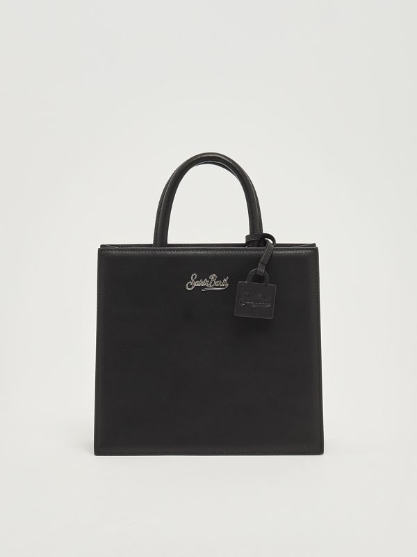 1. Women's Leather Shop Bag Midi Handbag Black MC2 Saint Barth shbm0001