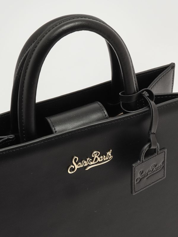 6. Women's Leather Shop Bag Midi Handbag Black MC2 Saint Barth shbm0001