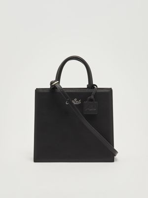 4. Women's Leather Shop Bag Midi Handbag Black
