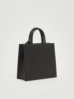 3. Women's Leather Shop Bag Midi Handbag Black