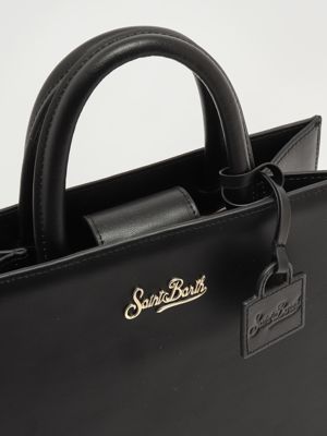6. Women's Leather Shop Bag Midi Handbag Black