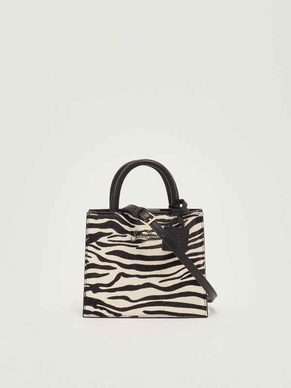 4. Bolso de mujer Shop Bag Mini de piel Blanco-Negro MC2 Saint Barth shbm0002