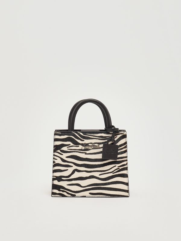 1. Bolso de mujer Shop Bag Mini de piel Blanco-Negro MC2 Saint Barth shbm0002