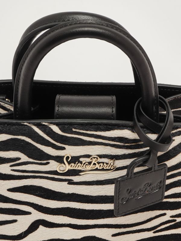 6. Bolso de mujer Shop Bag Mini de piel Blanco-Negro MC2 Saint Barth shbm0002