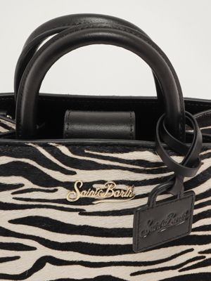 6. Bolso de mujer Shop Bag Mini de piel Blanco-Negro