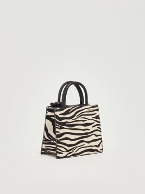 3. Bolso de mujer Shop Bag Mini de piel Blanco-Negro