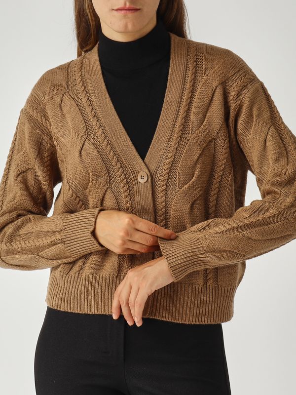 Max Mara Studio Aladdin women's wool and cashmere cardigan - Camel