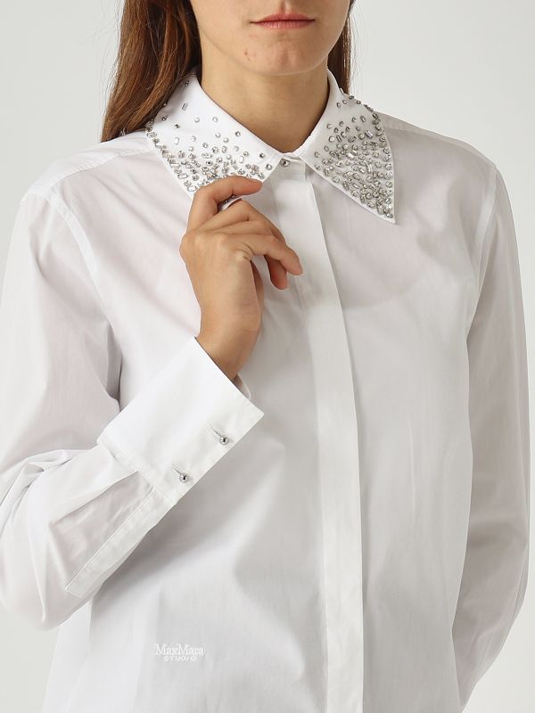 5. Women's Cotton Stirrup Shirt White Max Mara Studio 2526116042600