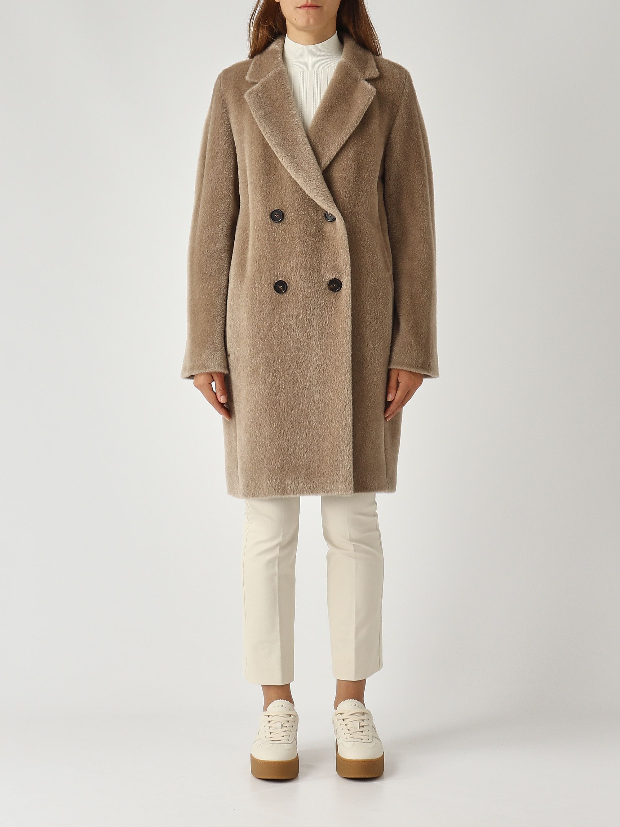 AKM 【ALPACA SHAGGY WRAP ROPE COAT】 Rosero women's coat in alpaca and wool 2529016113600 Rope