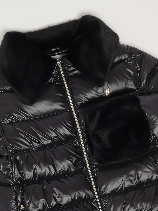 3. Piumino bambina in nylon e pelliccia sintetica Nero Herno pi000183g12017z