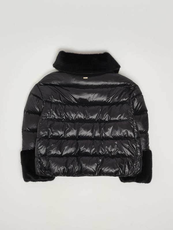 2. Piumino bambina in nylon e pelliccia sintetica Nero Herno pi000183g12017z