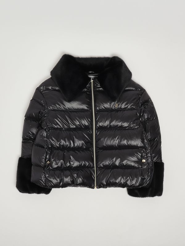 1. Piumino bambina in nylon e pelliccia sintetica Nero Herno pi000183g12017z