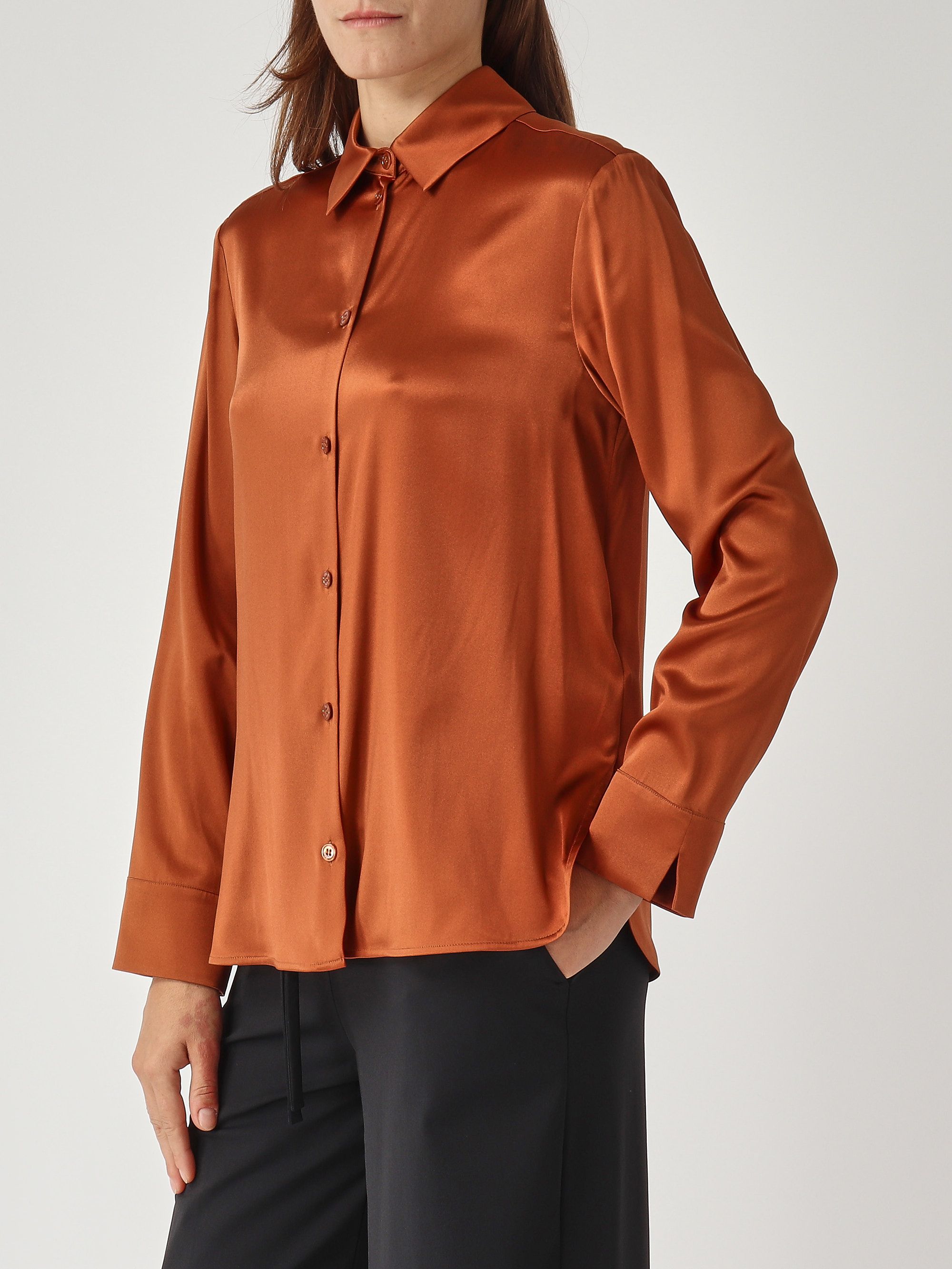 Emiro women's silk stretch shirt 2526116018600 Copper | Caposerio.com