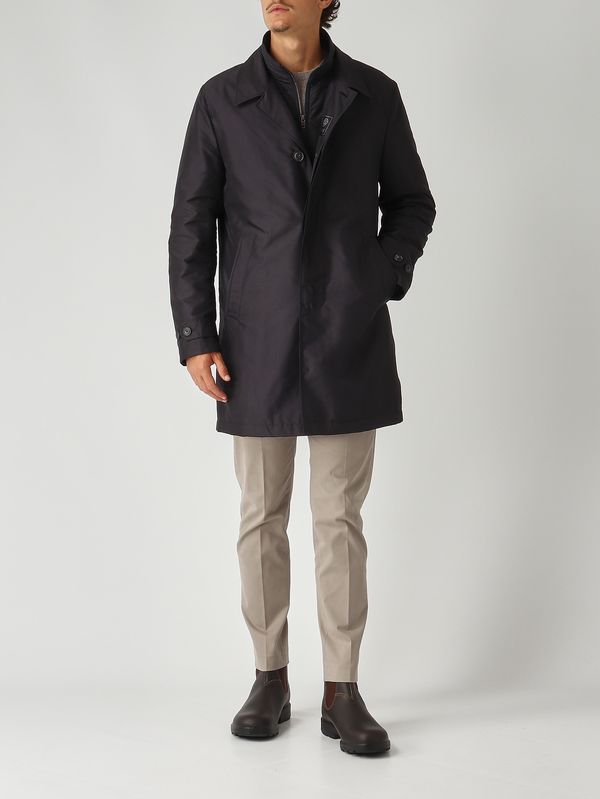 2. Cappotto uomo Morning in popeline tecnico Blu Navy Fay nam62510160axx