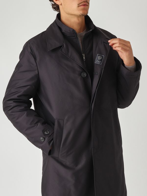 5. Cappotto uomo Morning in popeline tecnico Blu Navy Fay nam62510160axx