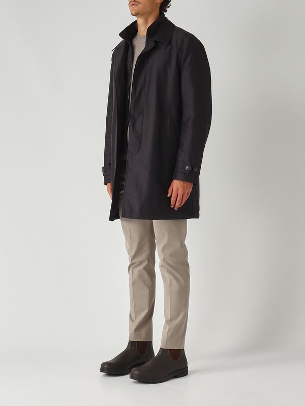 3. Cappotto uomo Morning in popeline tecnico Blu Navy Fay nam62510160axx