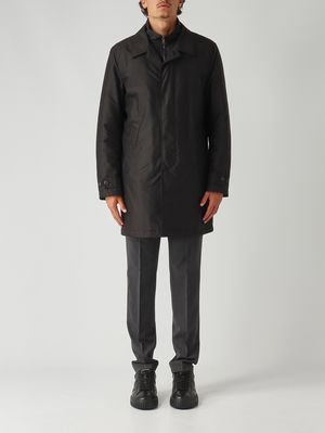 Herrenmantel Morning aus technischer Popeline Schwarz Fay