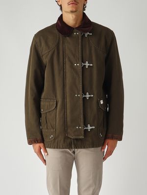 Manteau montgomery confort-fit en coton pour homme Vert Olive Fay