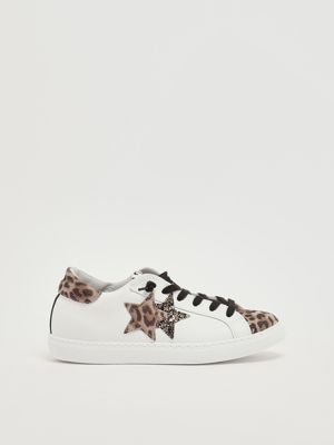 Mädchensneakers aus Leder Weiß-Getupft 2Star