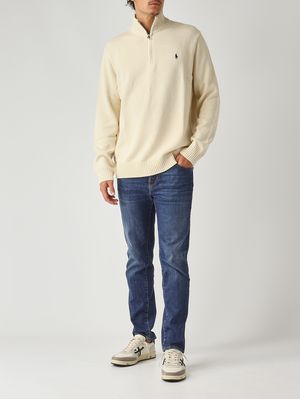 2. Combed cotton sweater for men Cream