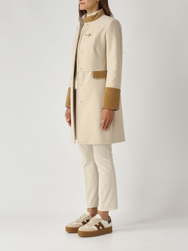 3. Abrigo de mujer de mezcla de lana Marfil Fay naw50513130xmy