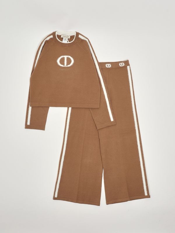 1. Ensemble deux pièces en maille de viscose mélangée pour fille Chameau Twinset 252gj301a