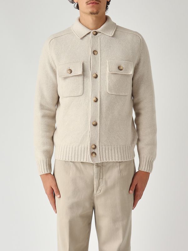 1. Super Geelong virgin wool overshirt for men Light Beige Gran Sasso 1310925079