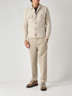 2. Super Geelong virgin wool overshirt for men Light Beige