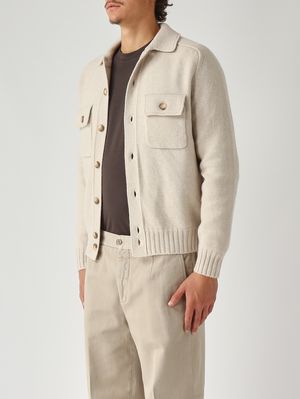 3. Super Geelong virgin wool overshirt for men Light Beige