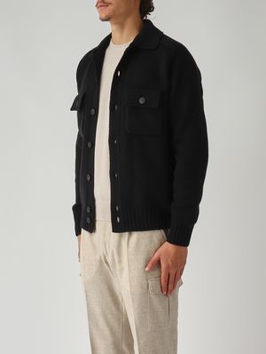 1. Super Geelong virgin wool overshirt for men Black