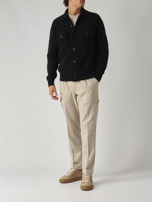 2. Super Geelong virgin wool overshirt for men Black