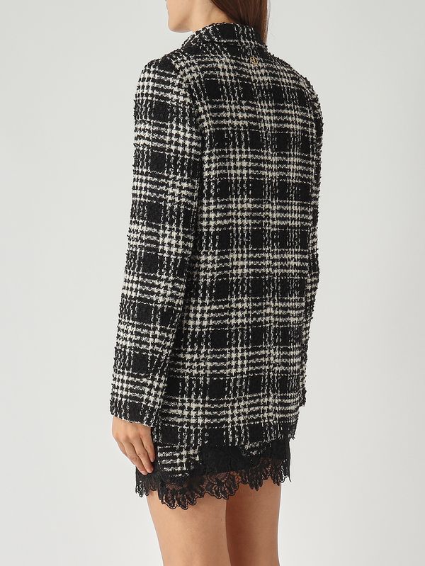 4. Giacca donna in tessuto bouclé Nero-Neve Twinset 252tt2111