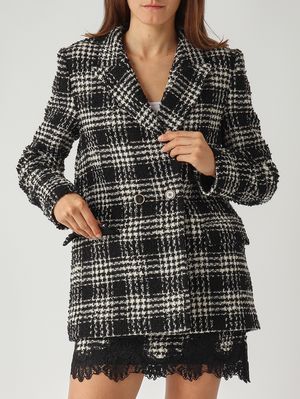 5. Giacca donna in tessuto bouclé Nero-Neve