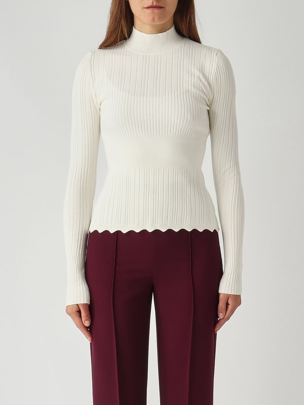 Women's viscose-blend mock turtleneck 252tt3221 Snow | Caposerio.com
