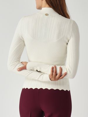 Twinset Women's viscose-blend mock turtleneck - Snow | Caposerio.com