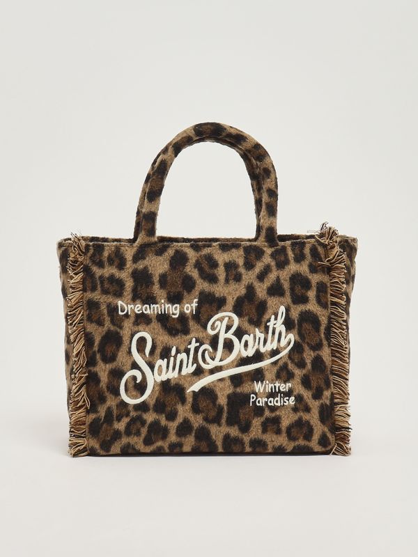 1. Bolso de mujer Colette Felt de mezcla de lana Leopardo Midi 18 Emb MC2 Saint Barth col0037