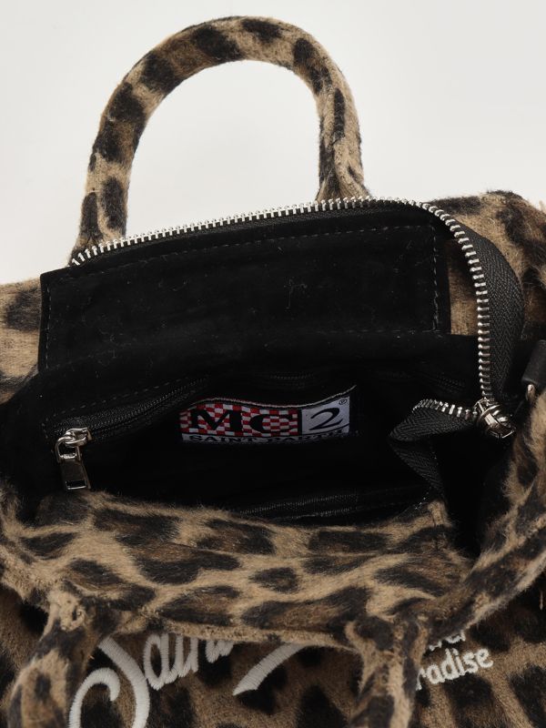 4. Sac Vanity Mini Felt en tissu effet laine pour femme Leopard Midi 18 Emb MC2 Saint Barth vami024